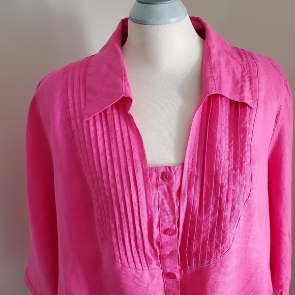 EDWARD 100% Linen Pink Shirt Size 3X - Picture 2 of 6